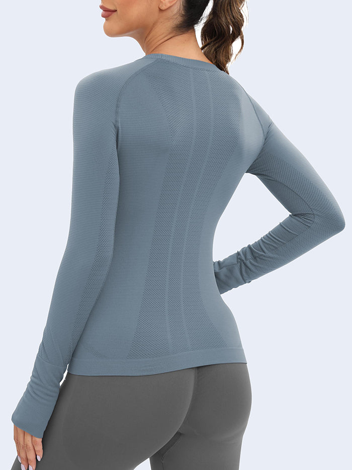 MATHCAT Long Sleeve Workout Shirts Breathable Thumb Holes Tops