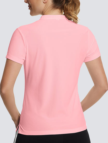 MathCat Women's V-Neck Quick Dry Golf Casual T-Shirt Peach Pink