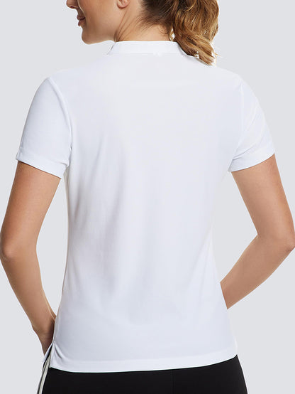 MathCat Women's V-Neck Quick Dry Golf Casual T-Shirt White