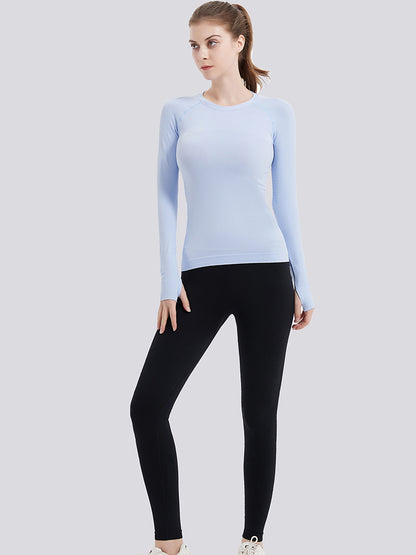 MathCat Athletic Long Sleeve Workout Shirts for Women Skyblue
