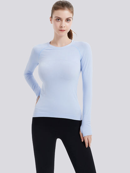 MathCat Athletic Long Sleeve Workout Shirts for Women Skyblue