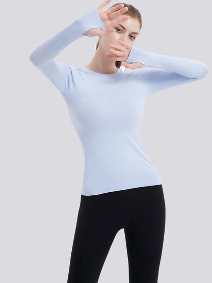 MathCat Athletic Long Sleeve Workout Shirts for Women Skyblue