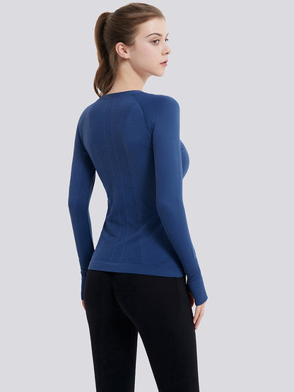 MathCat Athletic Long Sleeve Workout Shirts for Women Navyblue