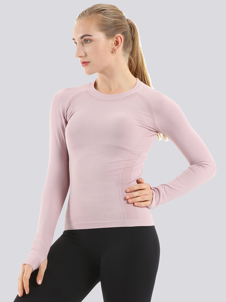 MathCat Seamless Workout Shirts for Women Yoga Tops Sports Running Shirt  Breathable Athletic Top Slim Fit(X-Small,Pink_02) at  Women's Clothing  store