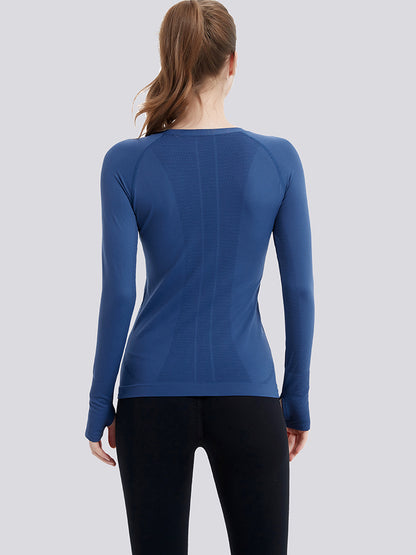 MathCat Athletic Long Sleeve Workout Shirts for Women Navyblue